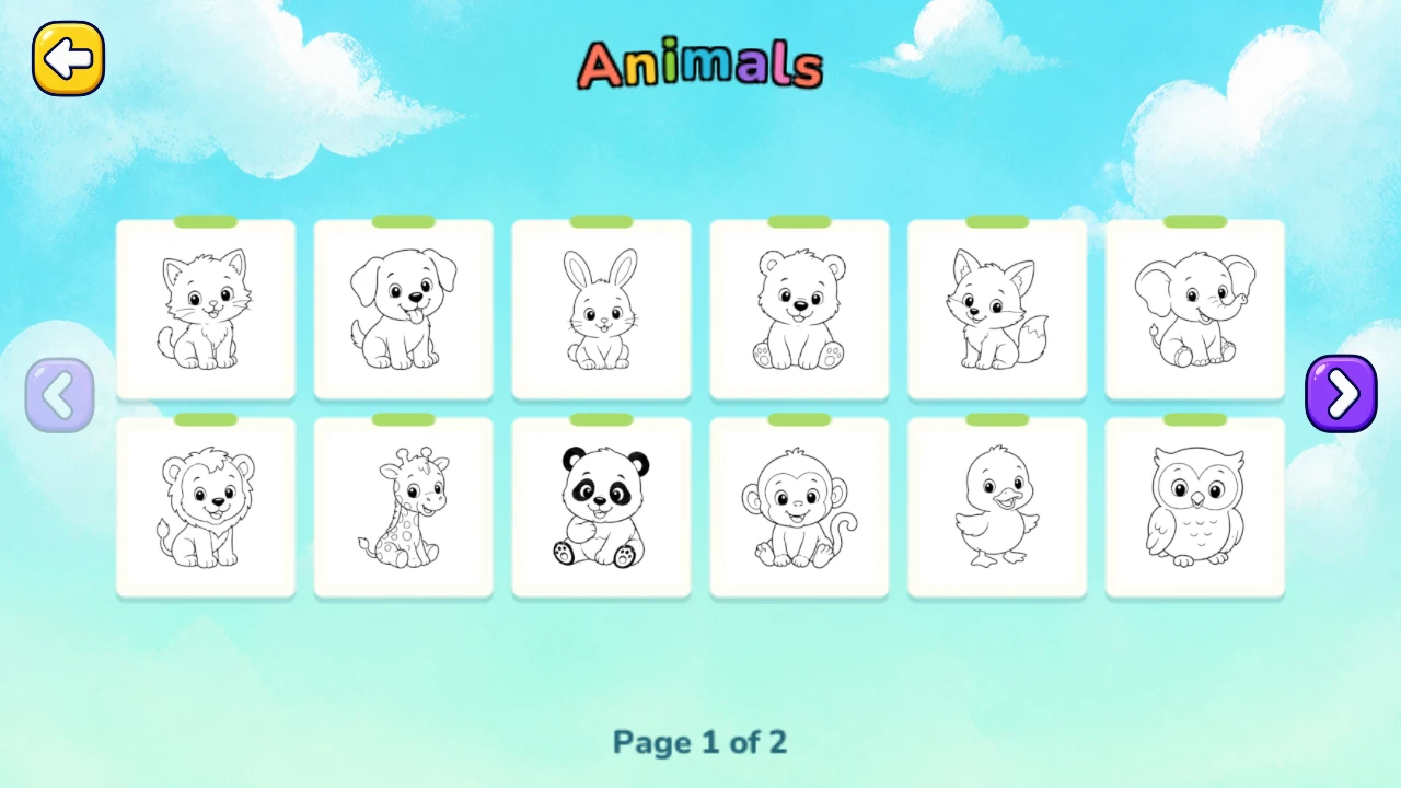 A gallery of animal drawings to color in Little Hue
